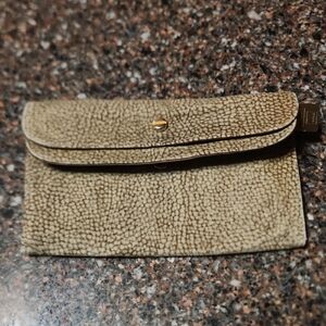 Borbonese Suede Leather Quail Pattern Wallet